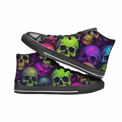 WOMEN'S Skulls - Neon High Top Canvas Cottagecore Shoes