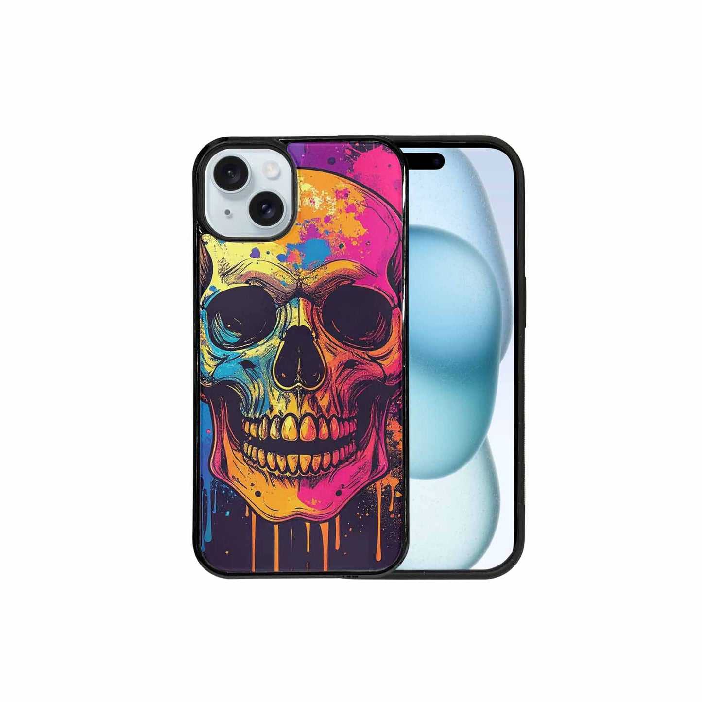 iPhone 15 Plus Case — Skulls Splatter Comic, Customized Protective Case
