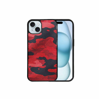 iPhone 15 Plus Case — Tactical Camo Red Black, Custom Print Case Cover