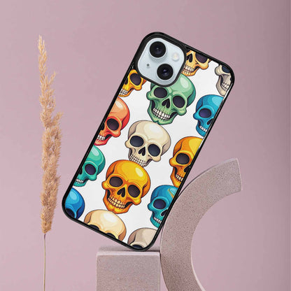 iPhone 15 Plus Case — Vibrant Skull Seamless, Custom Designed Case Cover