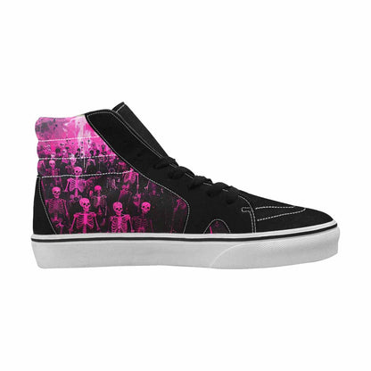 MEN'S Skeletons × Neon Pink High Top Canvas Surreal Custom Shoes