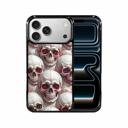 iPhone 17 Pro Max Case — Glossy Blood Moon Gothic Skulls, Personalized Phone Case