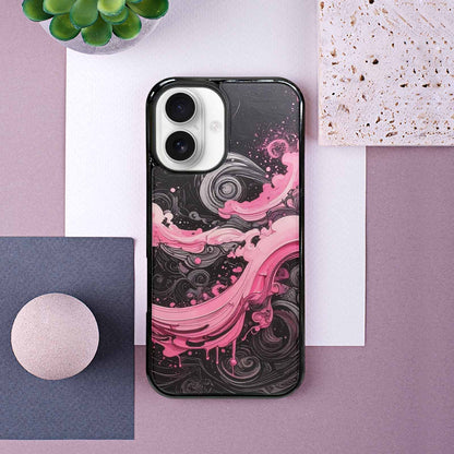 iPhone 16 Case — Van Gogh Swirl Black Pink Ink, Customized Protective Case