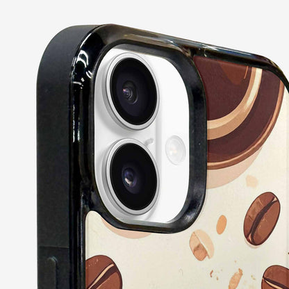 iPhone 16 Plus Case — Coffee Cup And Bean Pattern Seamless, Custom Phone Case