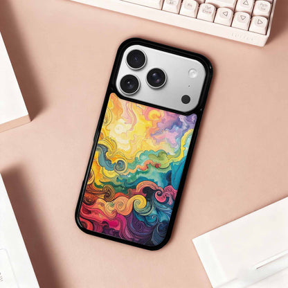 iPhone 17 Pro Case — Tie Dye Swirls Black White Tie, Custom Printed Phone Case