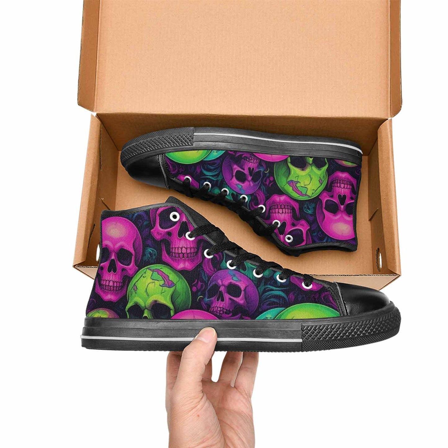 MEN'S Skulls - Neon High Top Canvas Neon Fantasy Custom Shoes