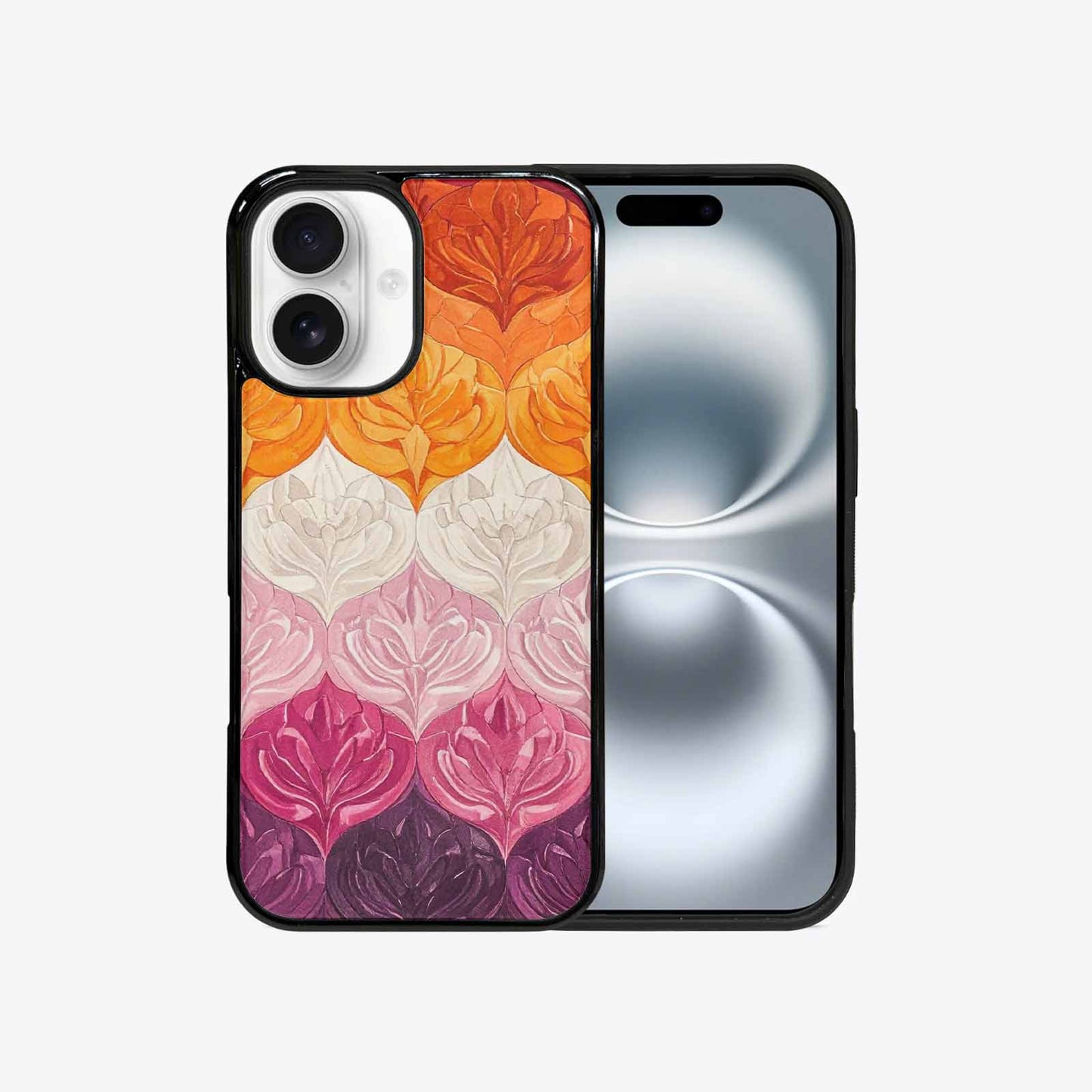 iPhone 16 Case — Lesbian Flag Color Theme Small Rainbow, Customized Protective Case