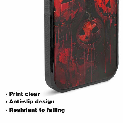 iPhone 15 Plus Case — Bloody Pumpkin Face, Unique Phone Case Design
