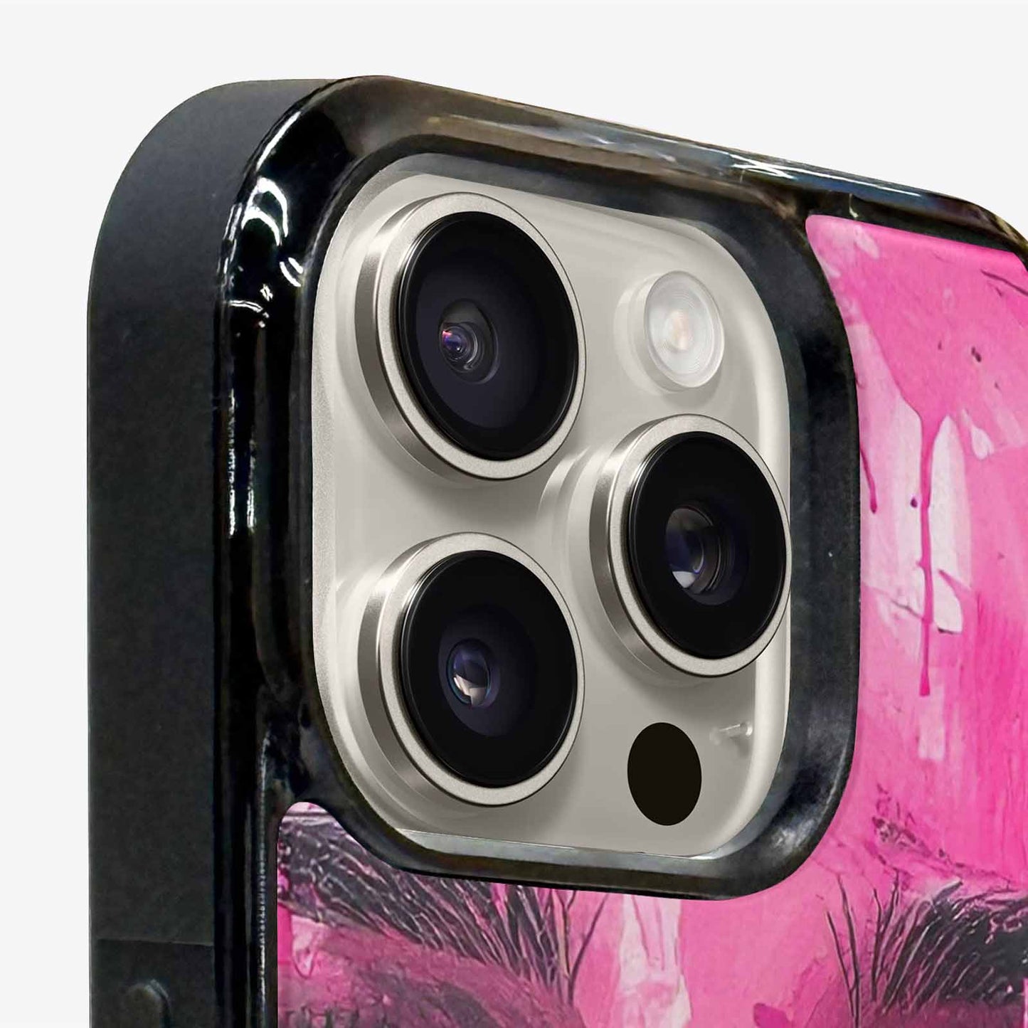 iPhone 16 Pro Max Case — Melting Moon Smiley Black Pink Ink, Custom Designed Case Cover