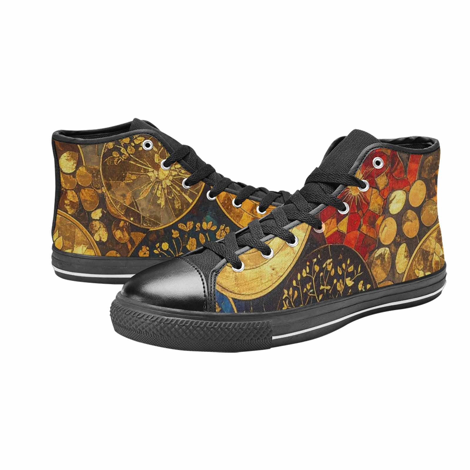 MEN'S Klimt-Style Gold Leaf High Top Canvas Dark Academia Custom Sneakers