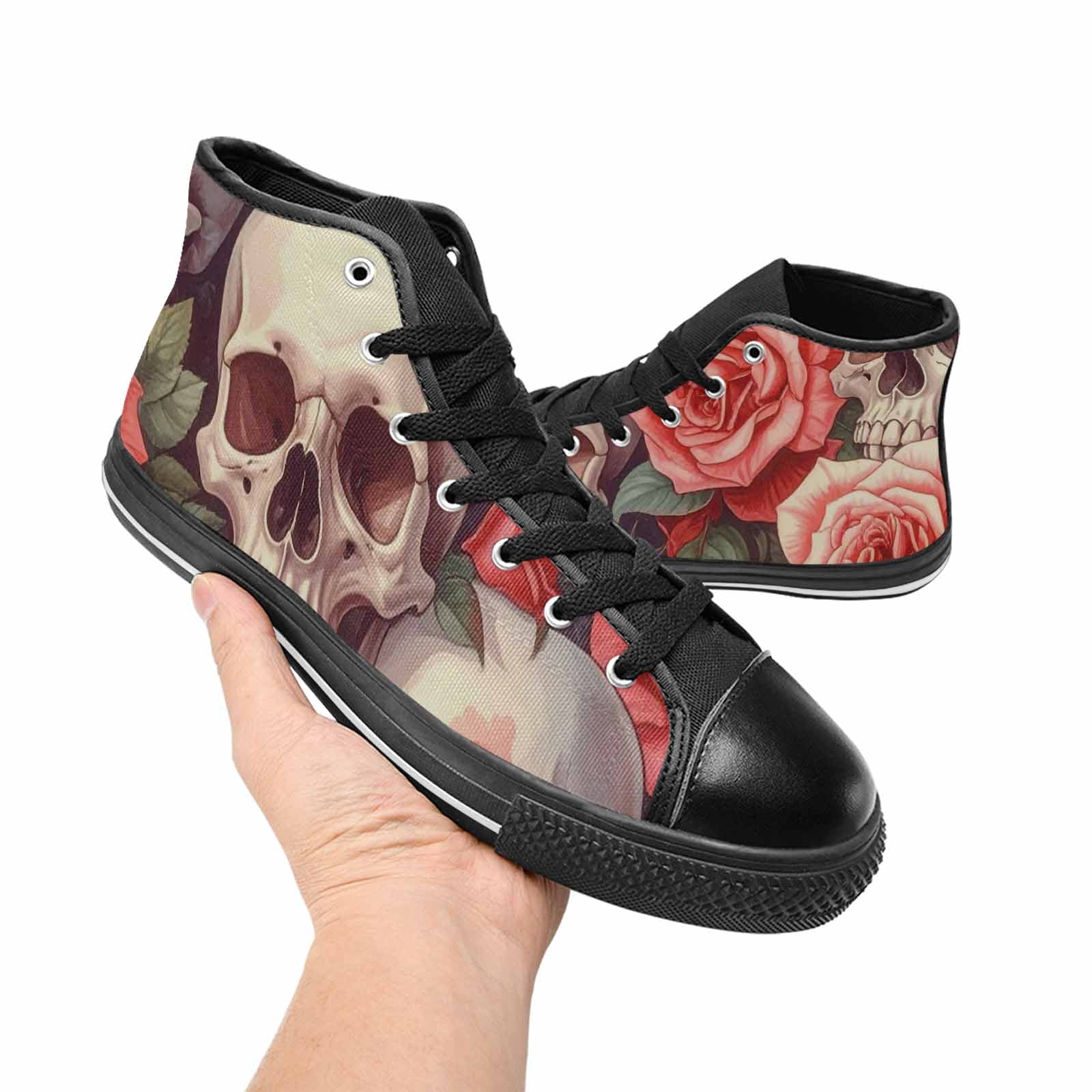 MEN'S Skulls Roses Soft Airbrush High Top Canvas Dark Academia Shoes