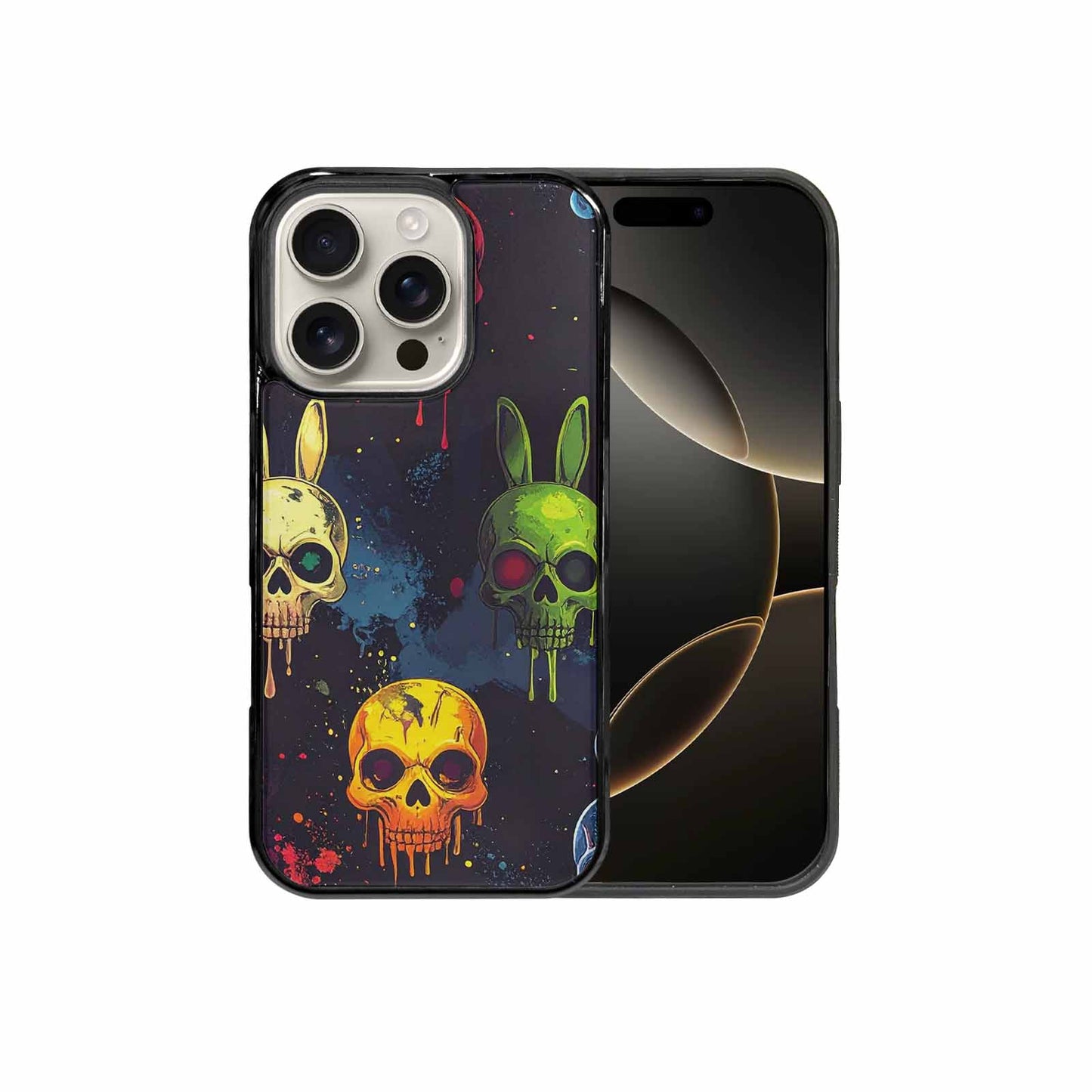 iPhone 16 Pro Case — Radioactive Ghost Bunny Skull Sm Qdr, Custom Phone Case