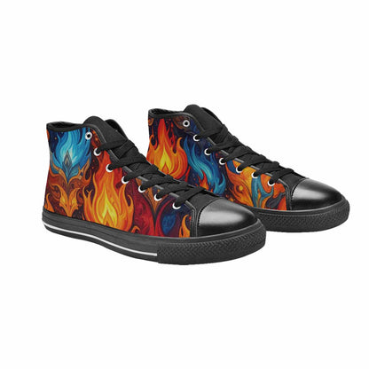 MEN'S Fire Flame High Top Canvas Cottagecore Custom Sneakers