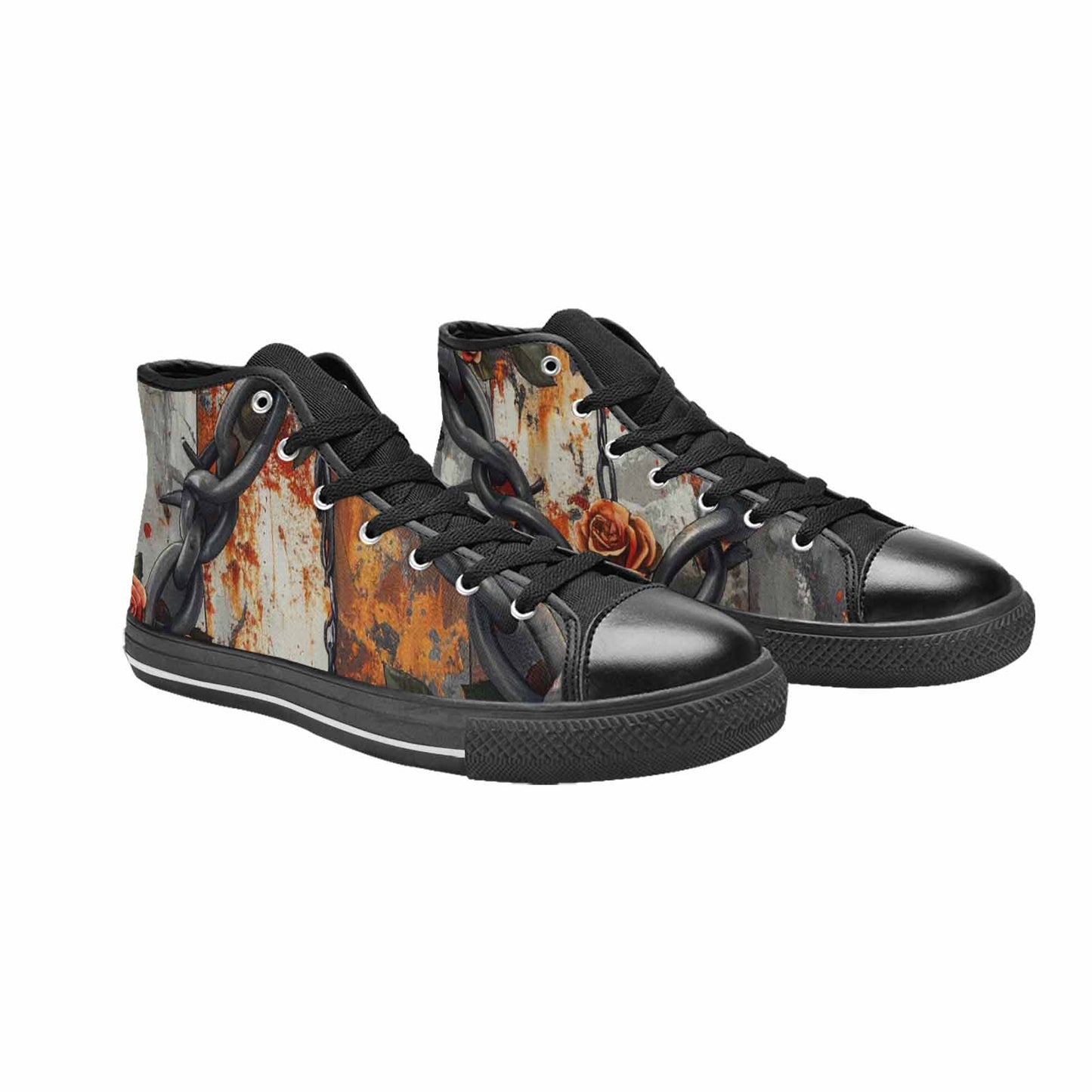 WOMEN'S Barbed Wire Chain High Top Canvas Neon Fantasy Shoes