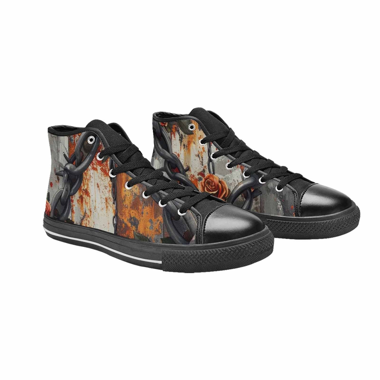 WOMEN'S Barbed Wire Chain High Top Canvas Neon Fantasy Shoes