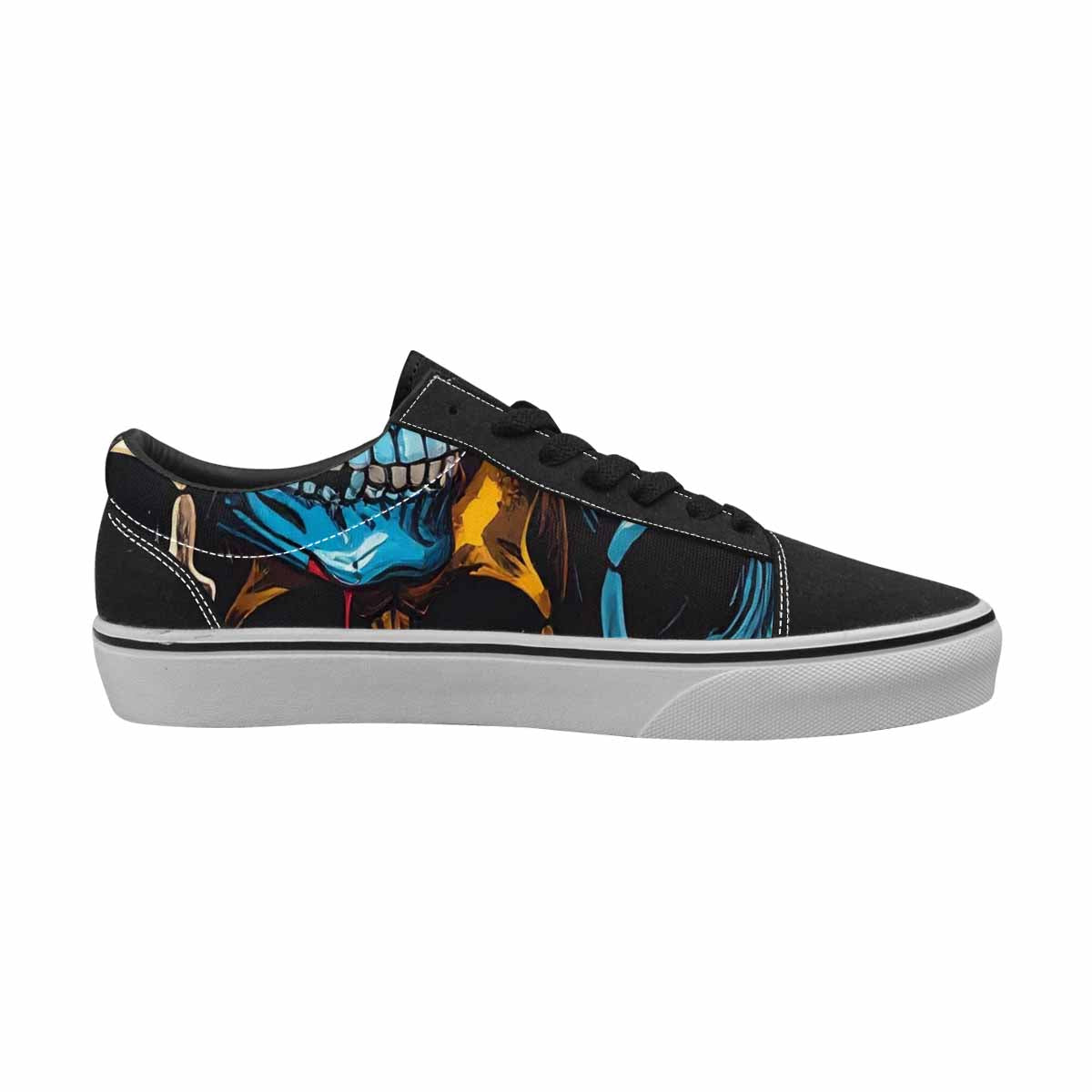 WOMEN'S Dripping Skulls Collage Canvas Lace-Up Dark Academia Sneakers