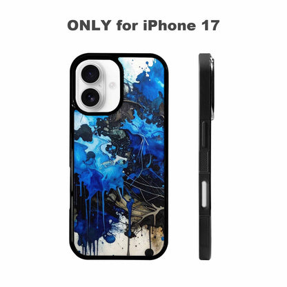 iPhone 17 Case — Black &amp; Blue Ink Camo, Custom Made Phone Cover