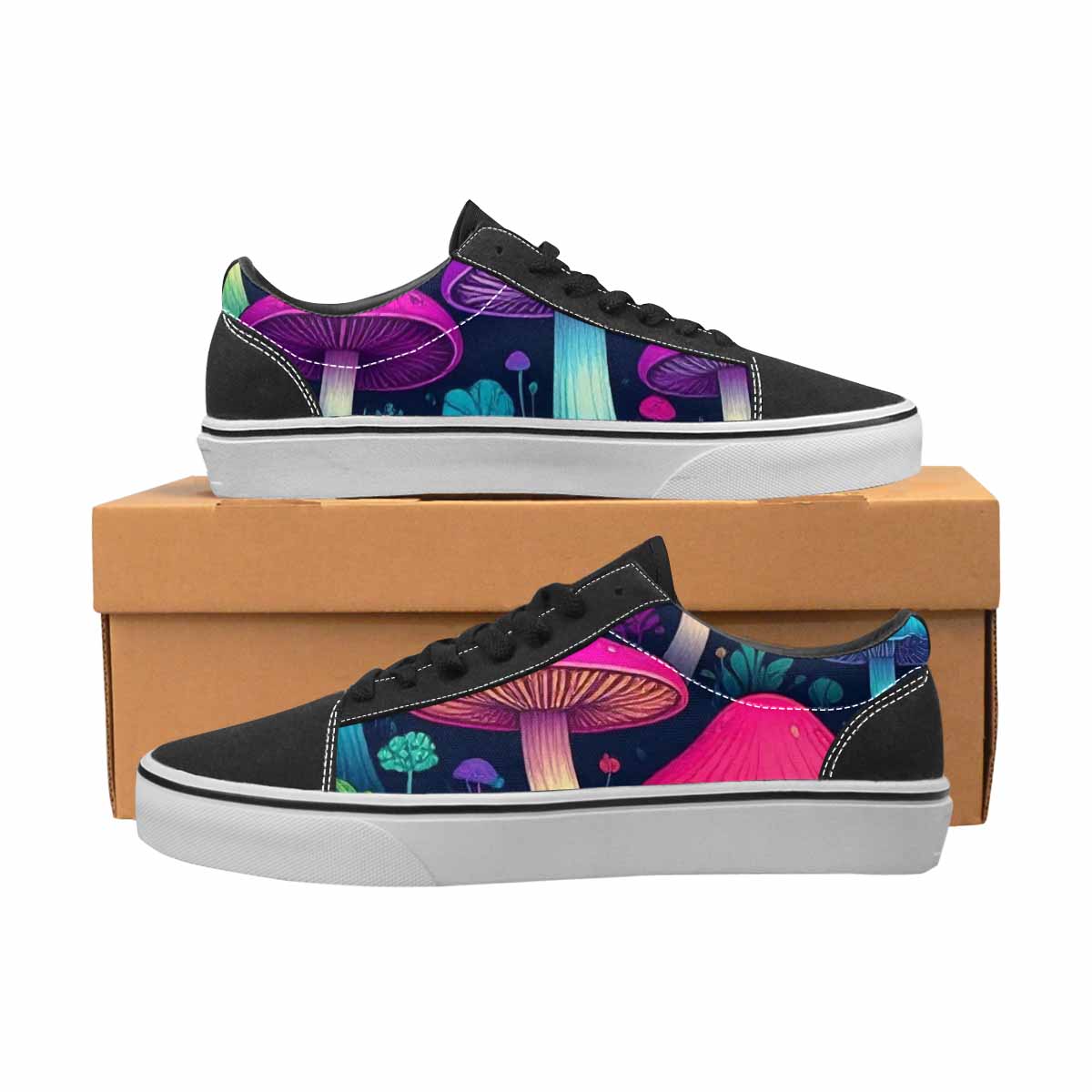 WOMEN'S Psychedelic Mushroom Canvas Lace-Up Vibrant Chaos Custom Shoes