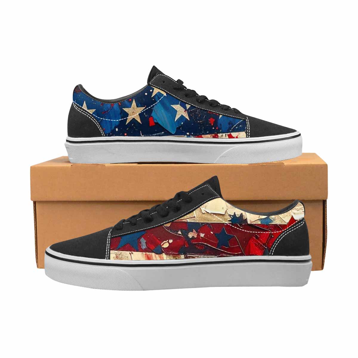 WOMEN'S Patriotic Stars Stripes Lace-Up Canvas Dreamcore Custom Shoes