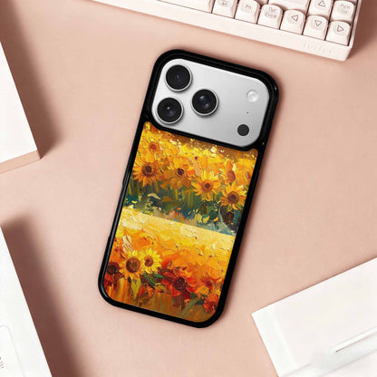 iPhone 17 Pro Case — Impressionist Sunflower Brushstroke Pattern Hundreds Floral, Custom Art Phone Cover