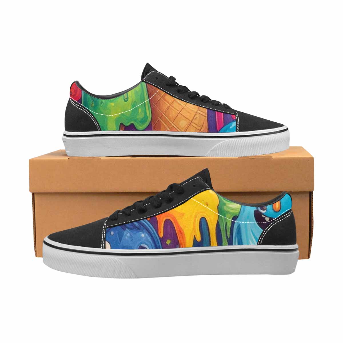 WOMEN'S Melting Ice Cream Monster Lace-Up Canvas Grunge Custom Shoes