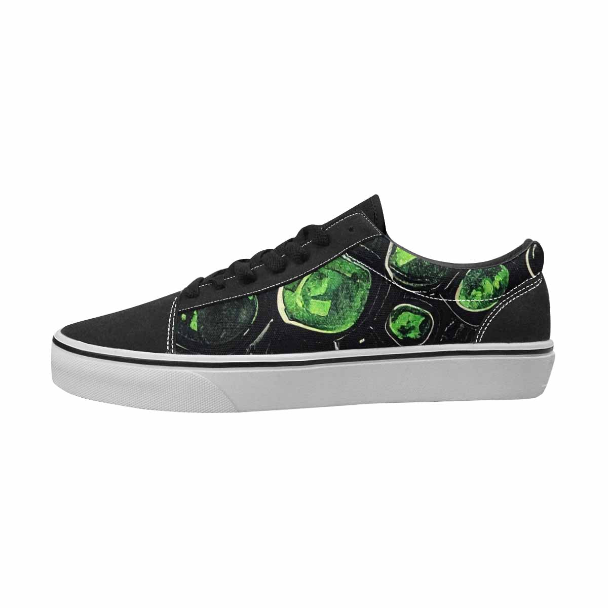 WOMEN'S Reptile Black & Green Ink Canvas Graphic Print Vibrant Chaos Customized Sneakers
