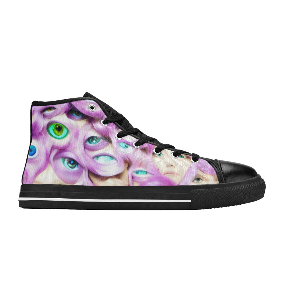 WOMEN'S Cc Wall Eyes Trippy High Top Canvas Y2K Custom Sneakers