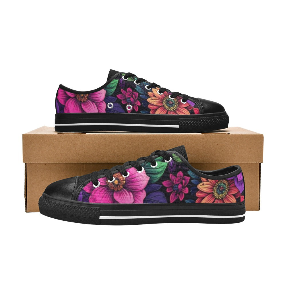 KIDS' Trippy Floral Chaos Low Top Canvas Vibrant Chaos Custom Sneakers