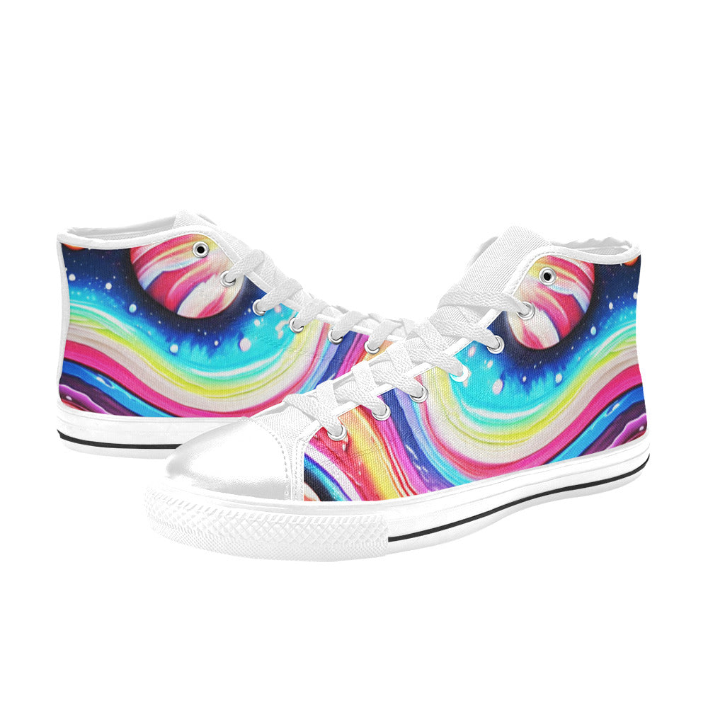 WOMEN'S Acrylic Colorful Galaxy Arts High Top Canvas Dark Academia Shoes