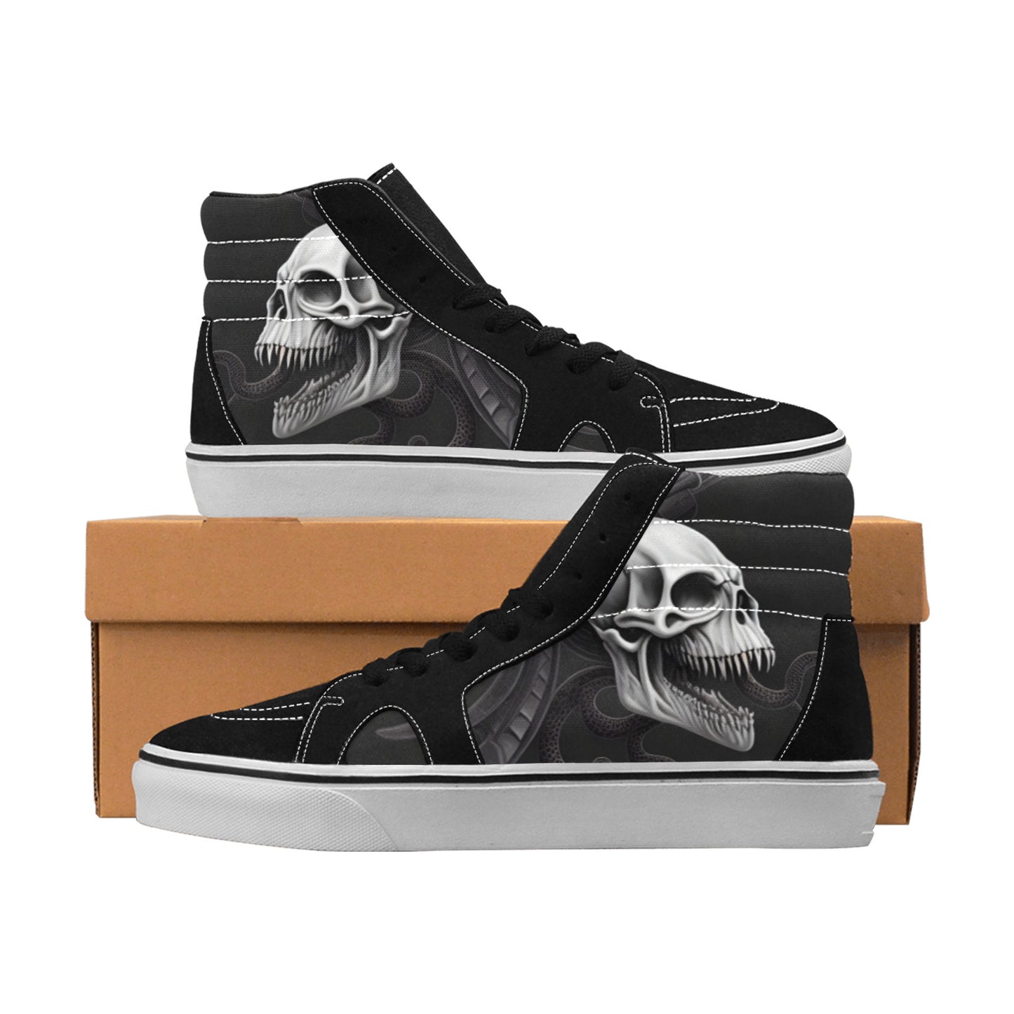 WOMEN'S Demon Snakes Skulls Art High Top Skateboarding Vibrant Chaos Sneakers