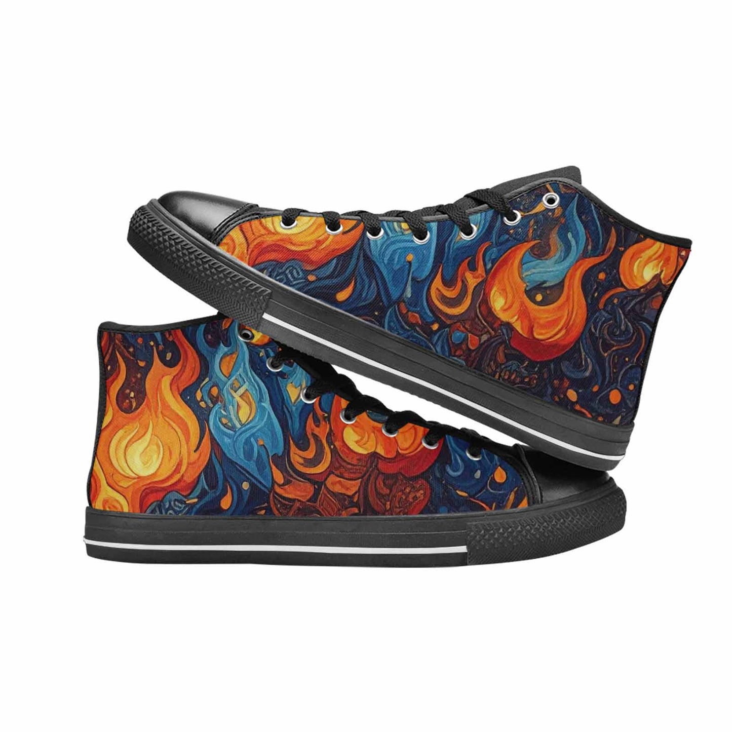 WOMEN'S Fire Flame High Top Canvas Dark Academia Sneakers