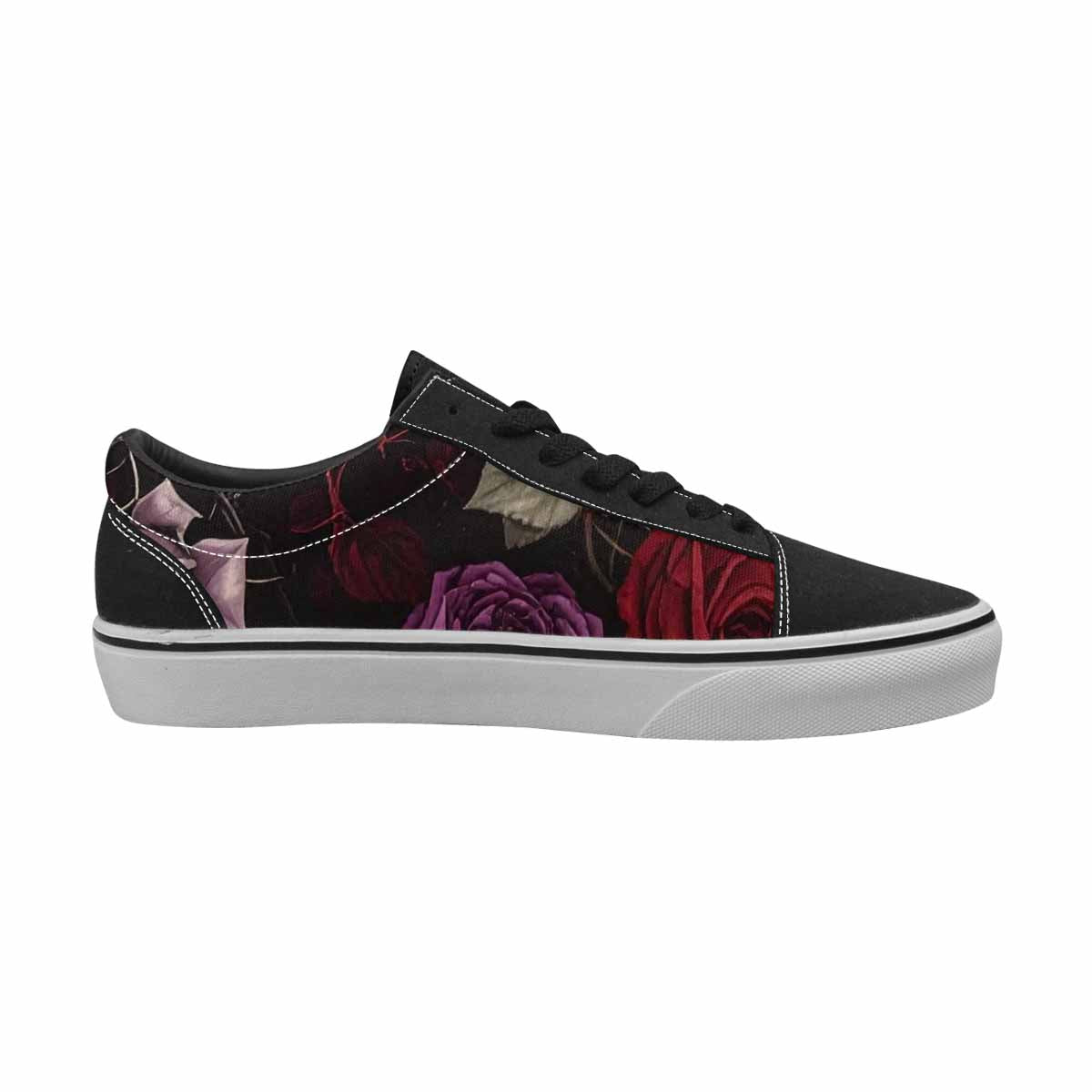 WOMEN'S Black Gothic Rose Canvas Lace-Up Dreamcore Sneakers