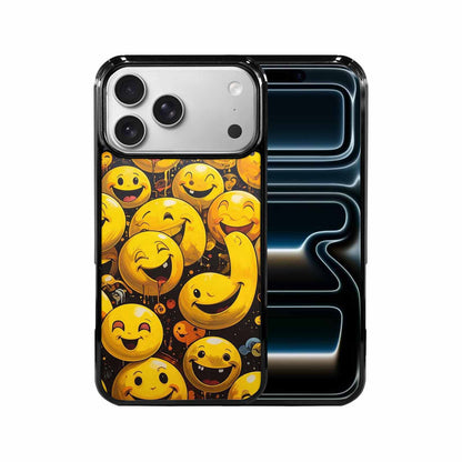iPhone 17 Pro Max Case — Melting Moon Smiley Yellow Original Art, Customized Protective Case