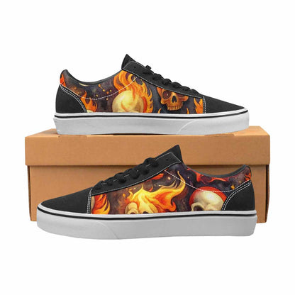 WOMEN'S Skulls - Flaming Canvas Lace-Up Dark Academia Custom Sneakers