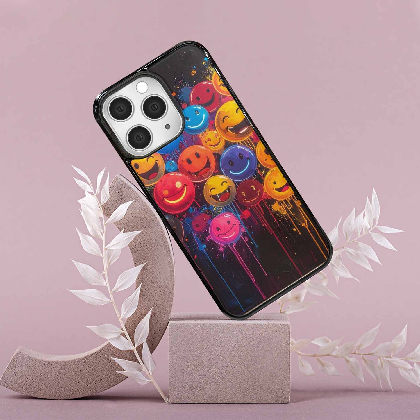 iPhone 15 Pro Max Case — Smiley Faces Glow Smiley Faces Pattern, Personalized Phone Case
