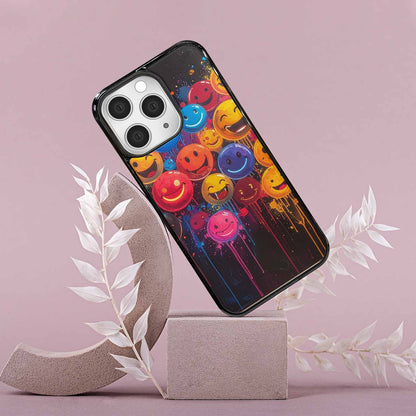 iPhone 15 Pro Max Case — Smiley Faces Glow Smiley Faces Pattern, Personalized Phone Case