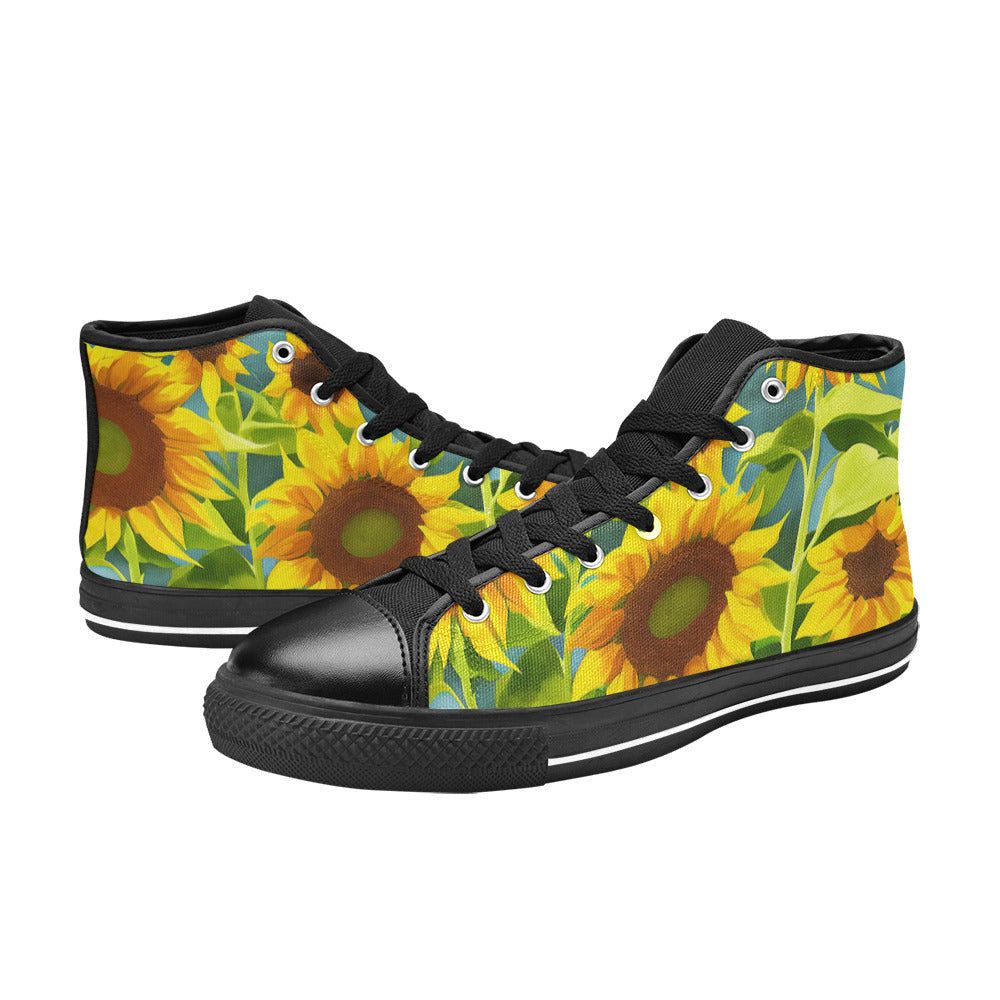 WOMEN'S Sunflowers Art 3 High Top Canvas Dark Academia Sneakers