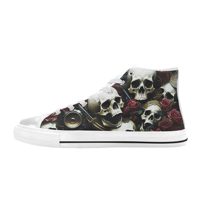 WOMEN'S Rose Skulls Dark 4 High Top Canvas Y2K Custom Shoes