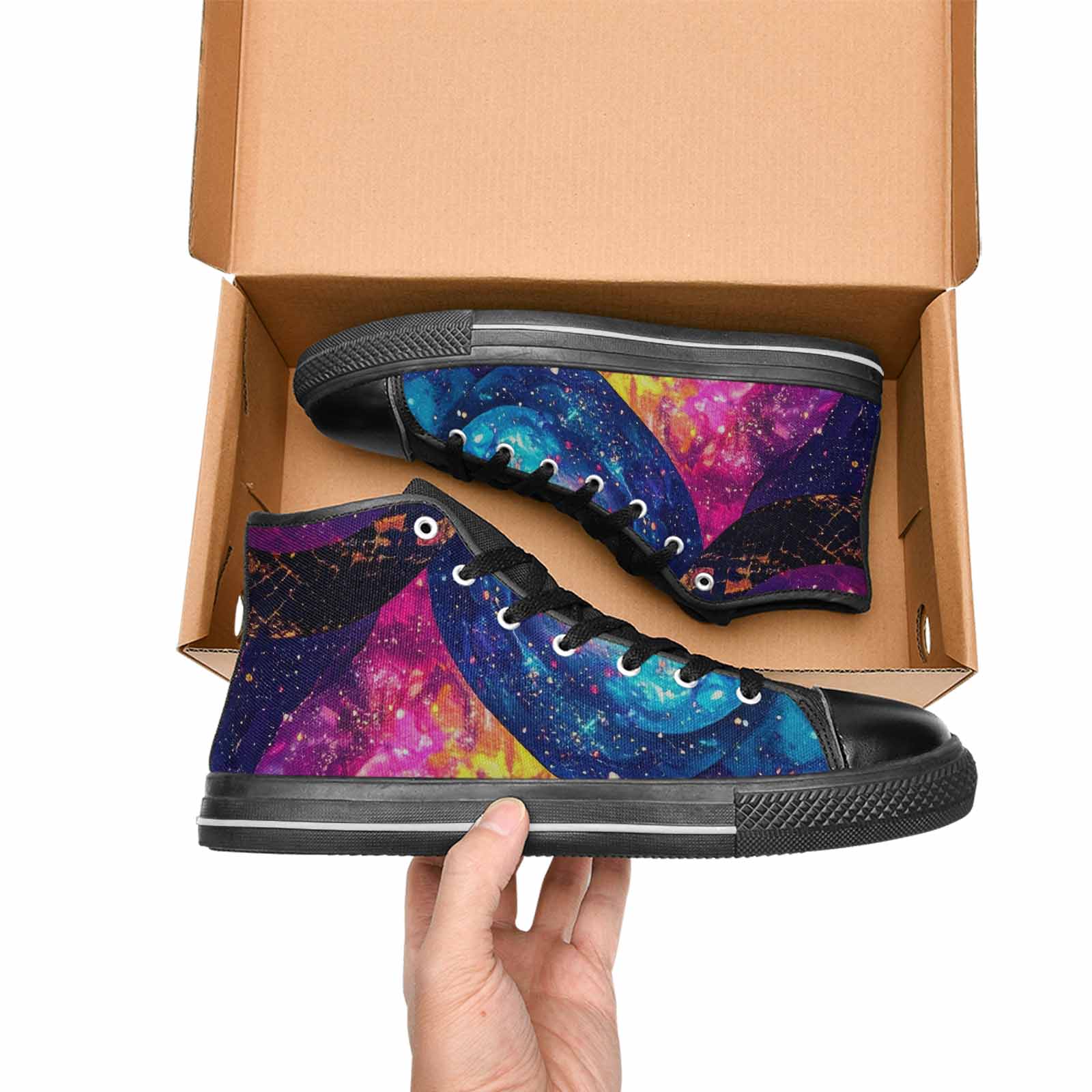 MEN'S Galaxy Snake Print High Top Canvas Surreal Shoes