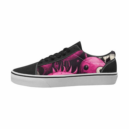 WOMEN'S Monsters Black & Pink Ink Canvas One Of A Kind Neon Fantasy Customized Sneakers