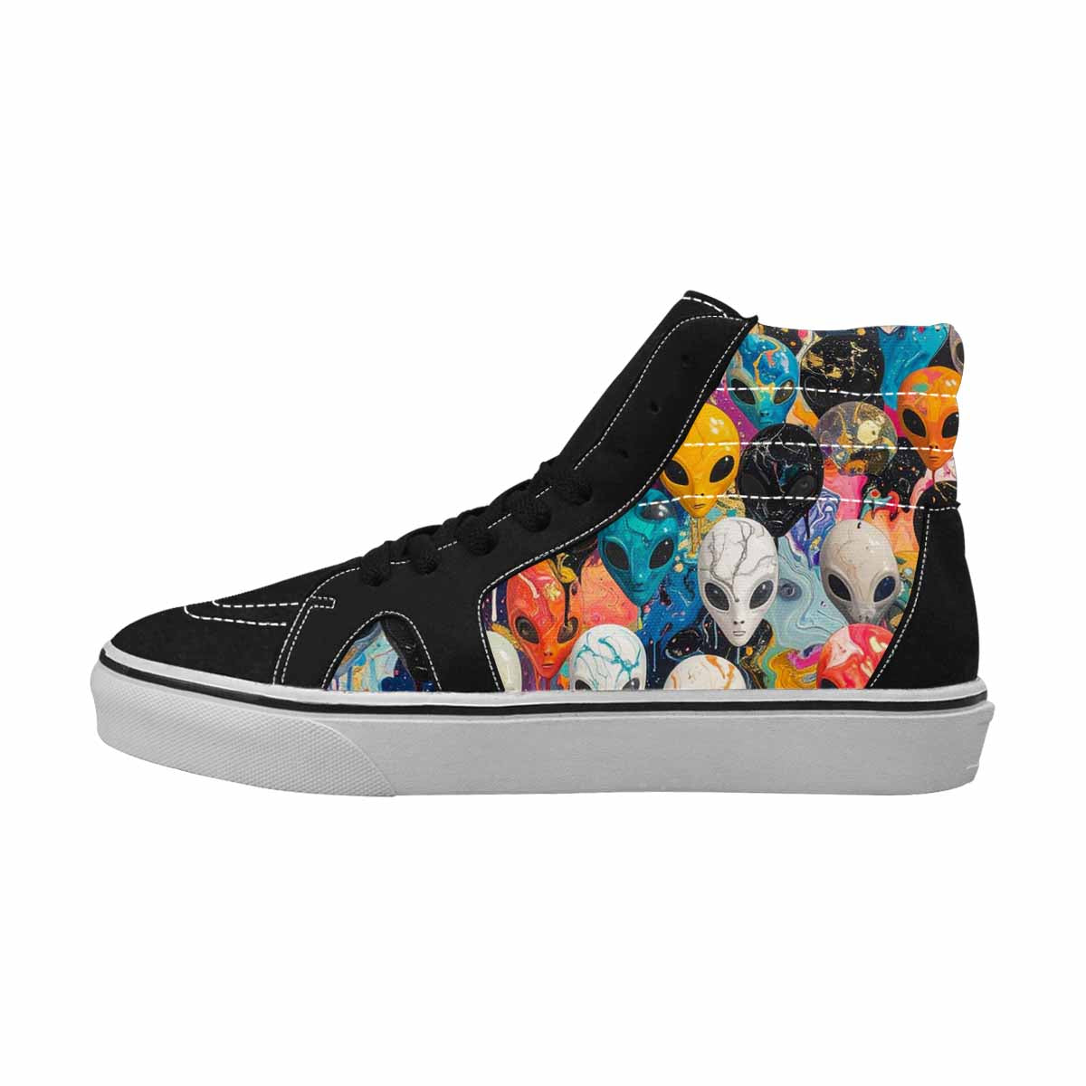 MEN'S Aliens  Marble Aliens High Top Canvas Aesthetic Custom Shoes