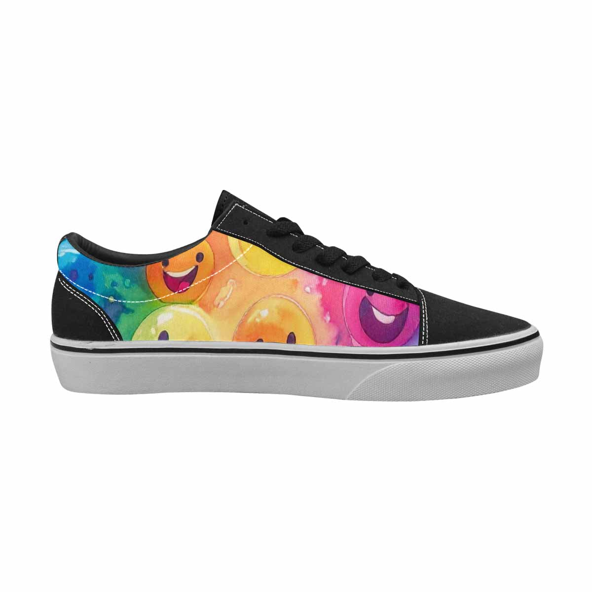 WOMEN'S Smiley Facessmiley Faces  Lace-Up Canvas Cottagecore Custom Sneakers