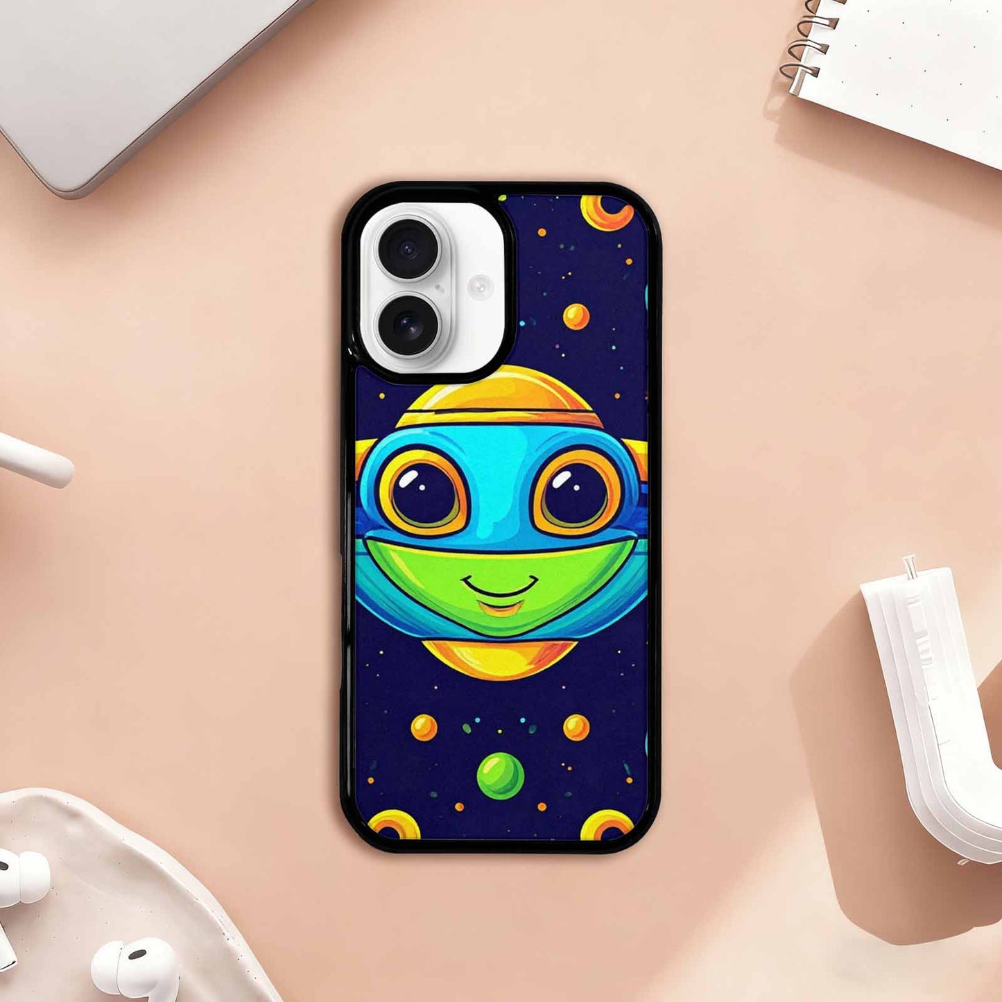 iPhone 17 Case — Alien Ufo Cartoon Art Alien Scifi, Custom Made Phone Cover