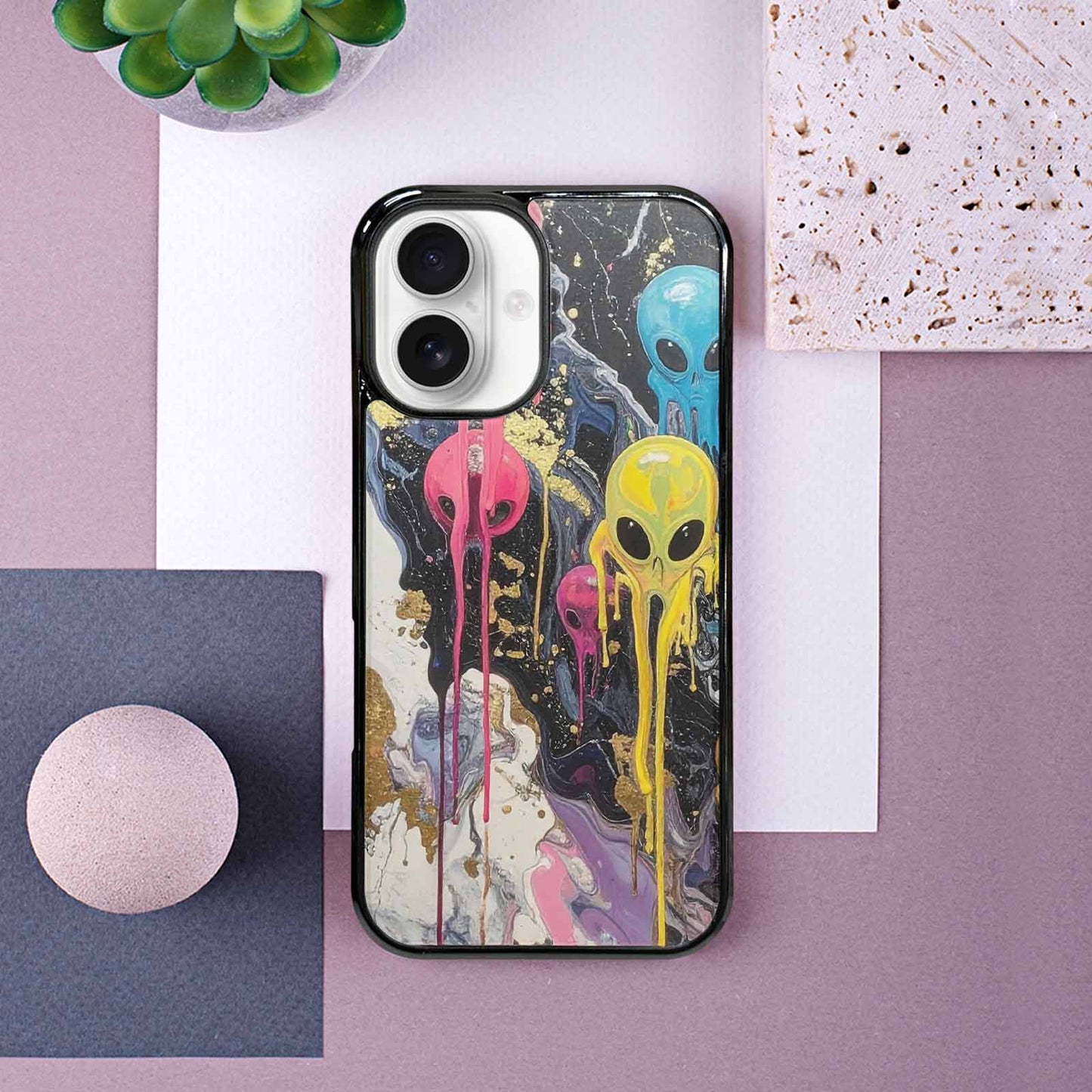 iPhone 16 Case — Aliens Marblemelting Aliens Pa Mif, Custom Print Case Cover