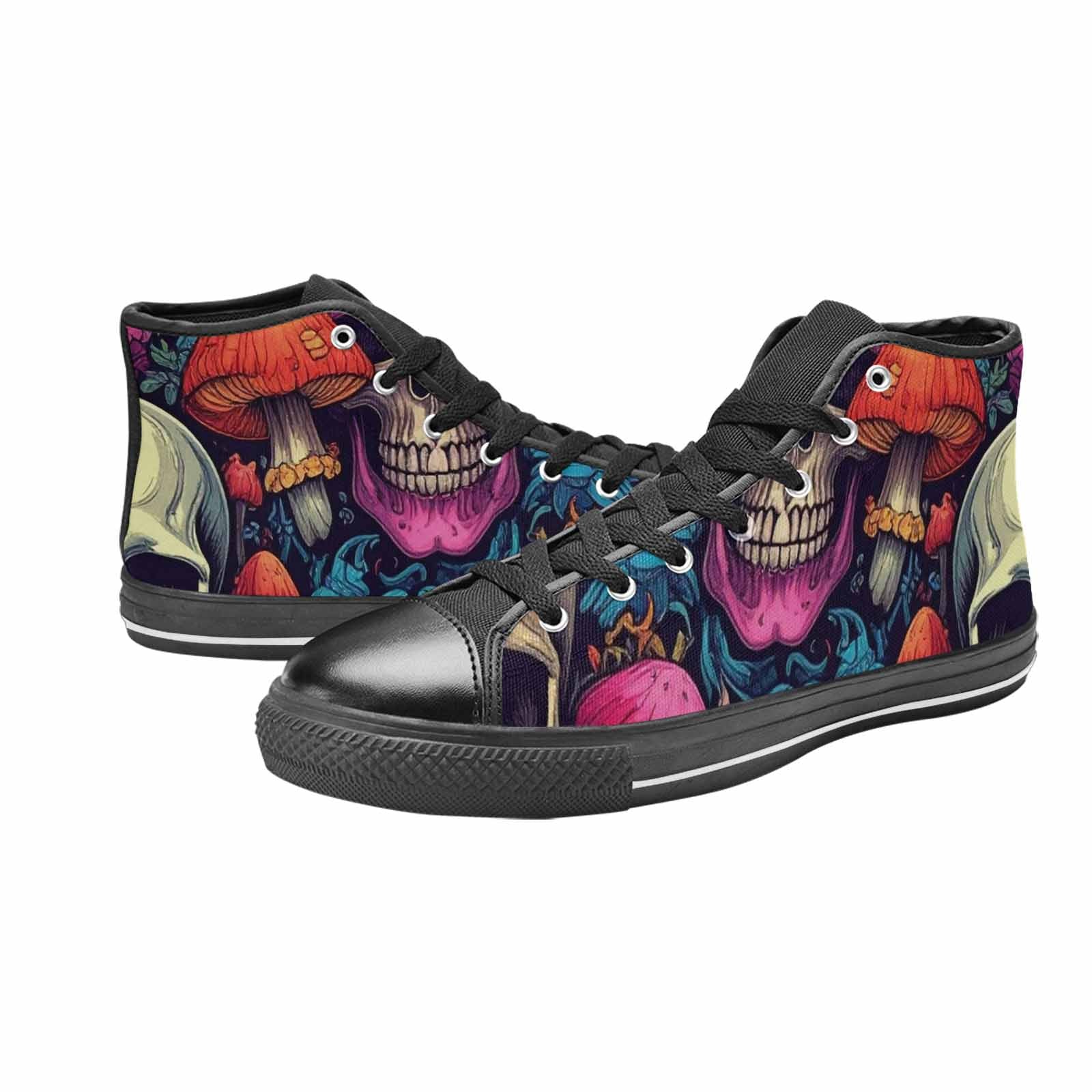 WOMEN'S Mushroom Skull High Top Canvas Cottagecore Sneakers