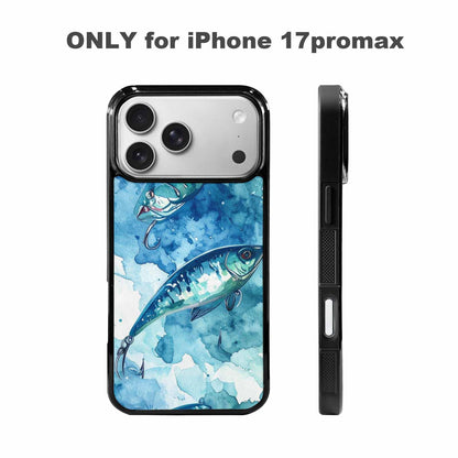 iPhone 17 Pro Max Case — Fishing Lure And Hook Watercolor Abstract, Original Design Phone Case