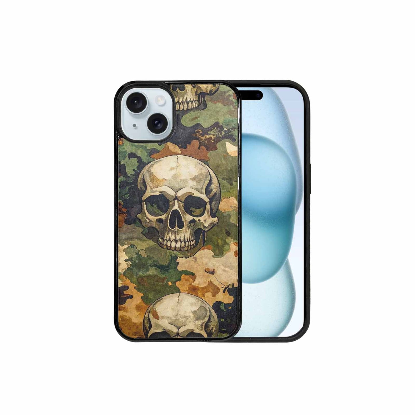 iPhone 15 Plus Case — Military Camo Texture Combined With Distressed, Unique Phone Case Design