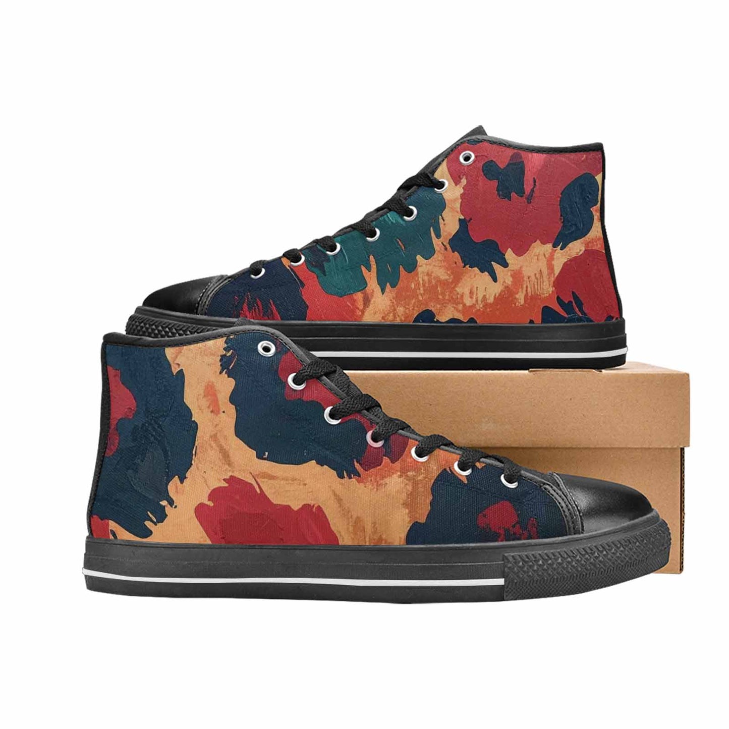 WOMEN'S Leopard Wallpaper Print High Top Canvas Aesthetic Custom Sneakers