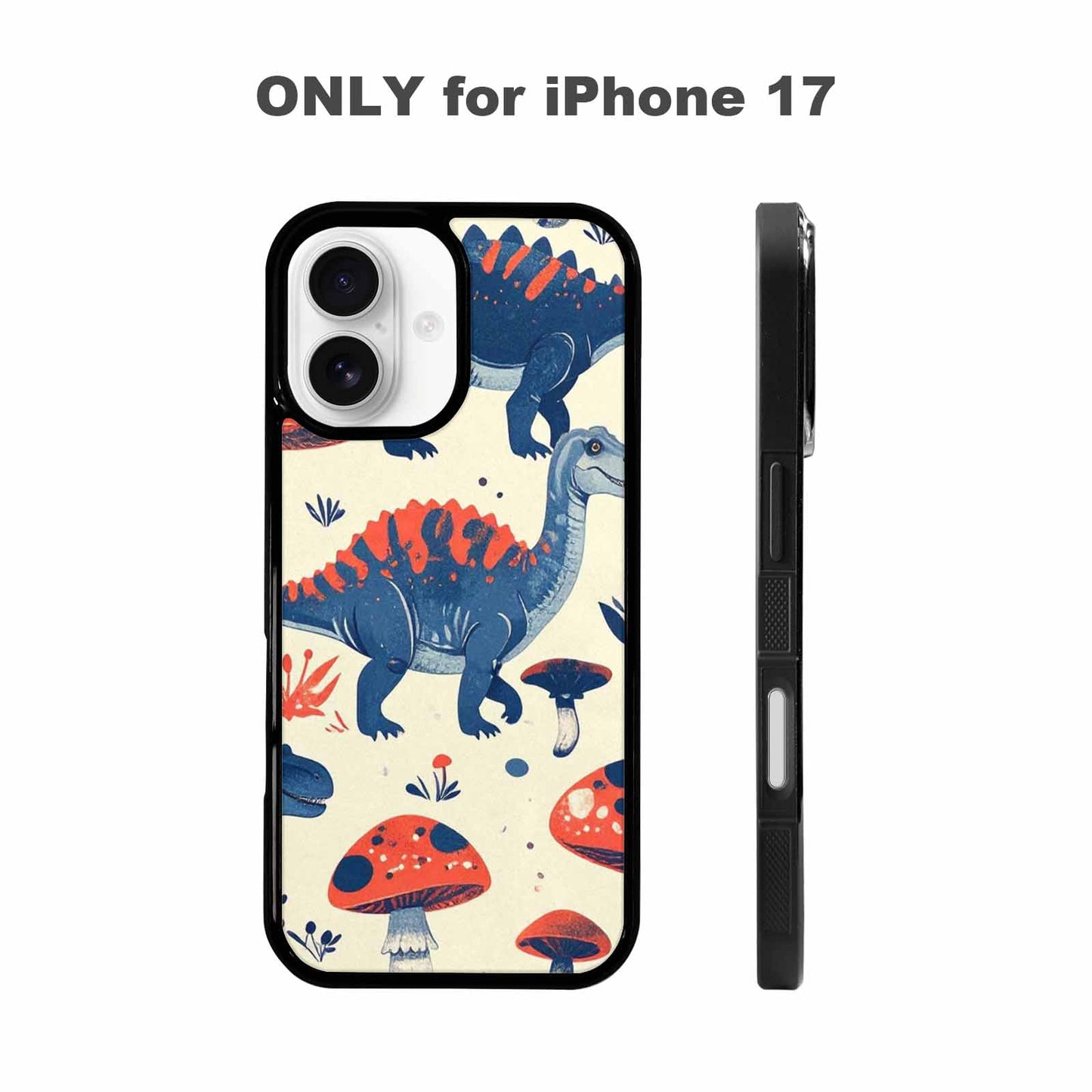 iPhone 17 Case — Vintage Dinosaurs Mushroom Retro Vintage, Custom Designed Case Cover