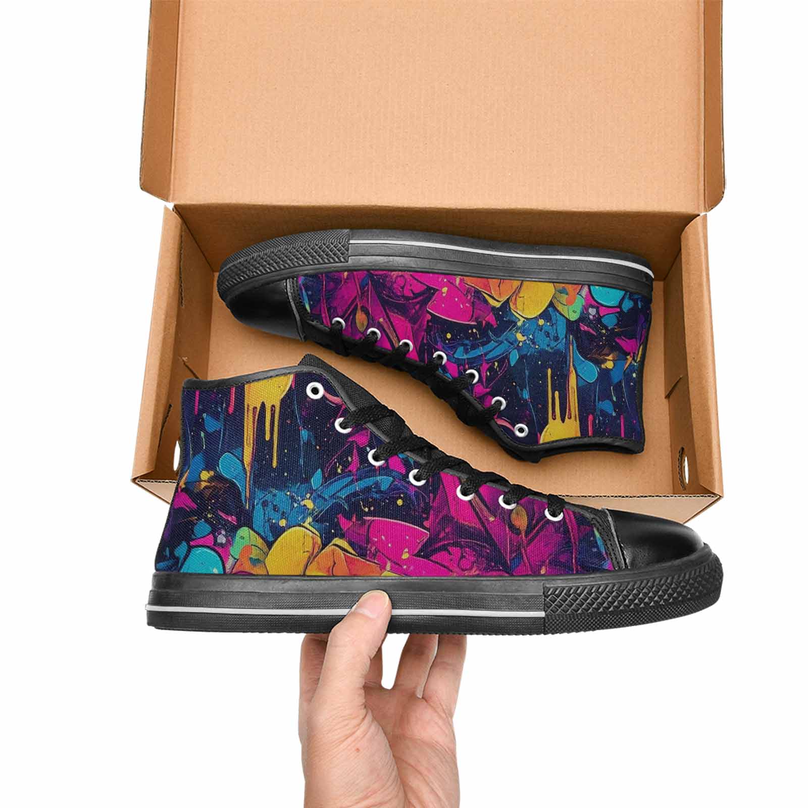 WOMEN'S Paint Splatter High Top Canvas Vivid Sneakers